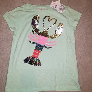 Girls crewcuts flip sequin lobster shirt sz 12 nwt